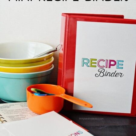 Mini Recipe Binder - perfect little binder to store favorite family recipes from www.thirtyhandmadedays.com