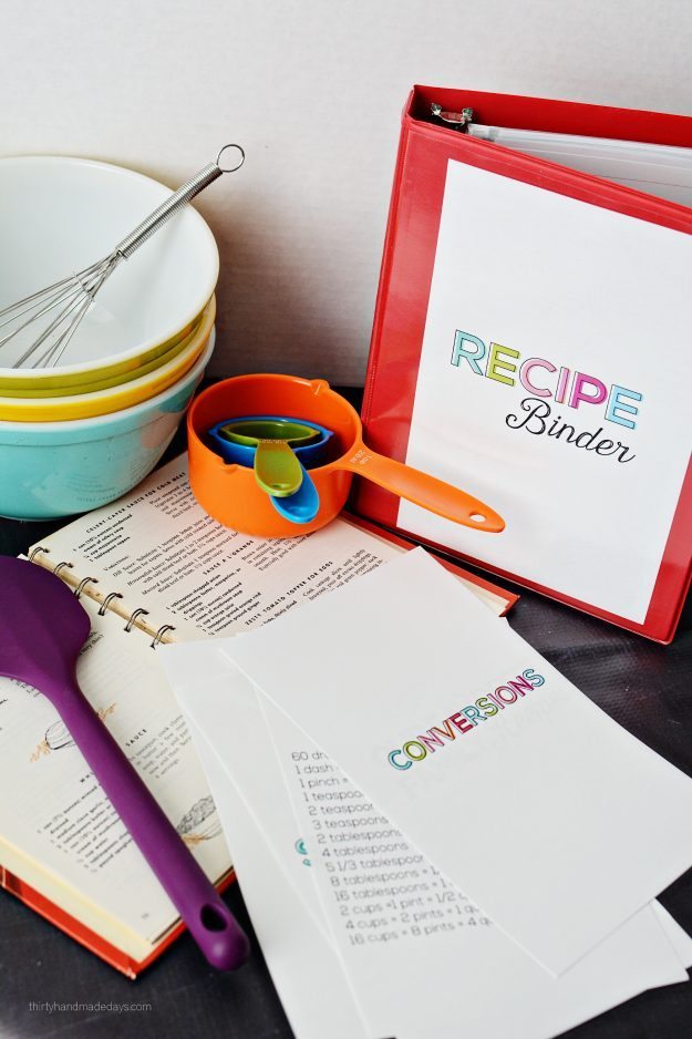 Mini Recipe Binder - perfect little binder to store favorite family recipes from thirtyhandmadedays.com