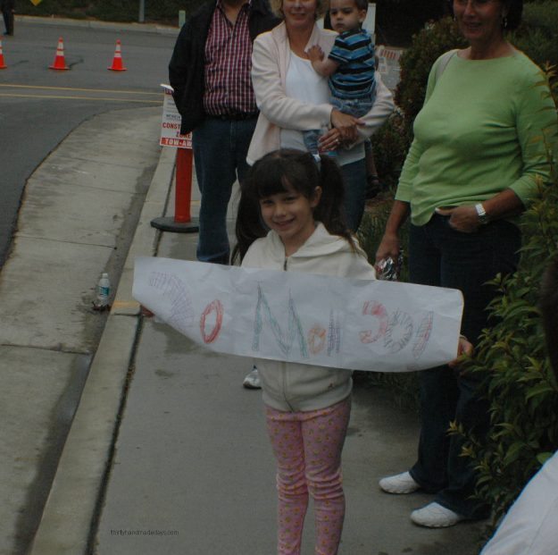 Cheering on mom while running the 1/2 marathon! 