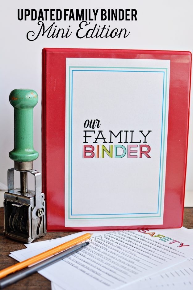 Updated Family Binder, Mini Edition - the perfect little mini binder to store everything in one spot! thirtyhandmadedays.com