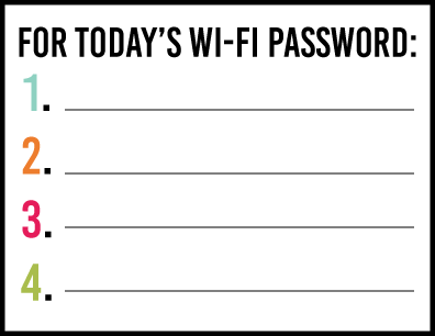 For today's wi-fi password printable 