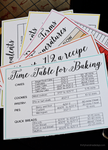 Printable Baking and Cooking Cheats from Thirty Handmade Days
