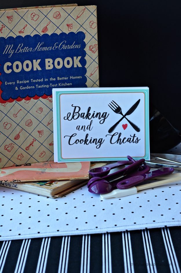 Printable cooking and baking cheats- - free cards full of information thirtyhandmadedays.com