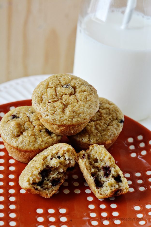 Simple and healthy banana oatmeal blender muffins. Give them a try! www.thirtyhandmadedays.com