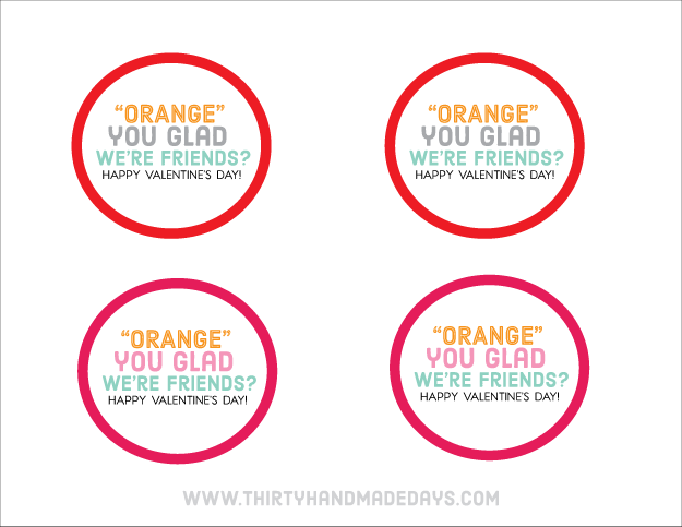 Orange you glad ....we're friends printable Valentine's 