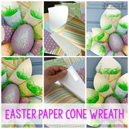 Easter Paper Cone Wreath / Busy Mom's Helper for ThirtyHandmadeDays.com