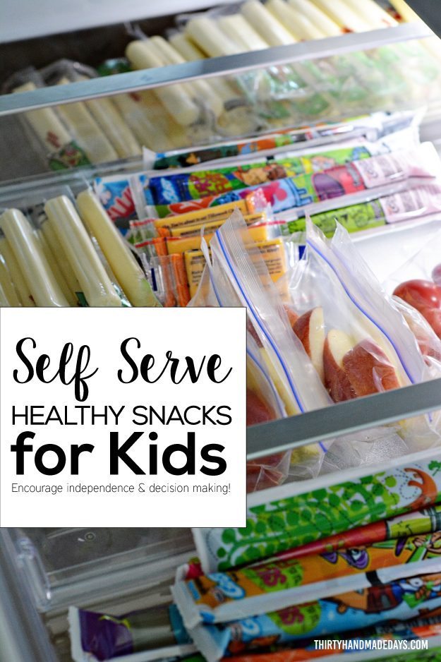 Self Serve Healthy Snacks for Kids! Encourage independence and decision making. www.thirtyhandmadedays.com