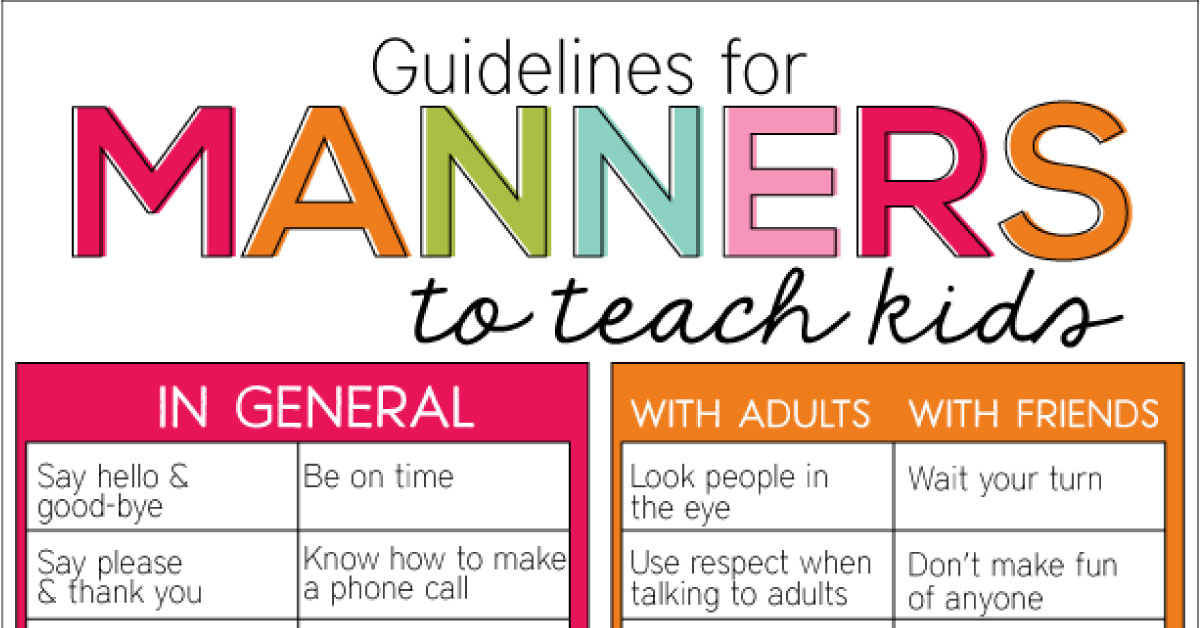 Manners Chart For Toddlers