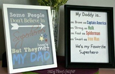 Superhero Father's Day Gift Printables