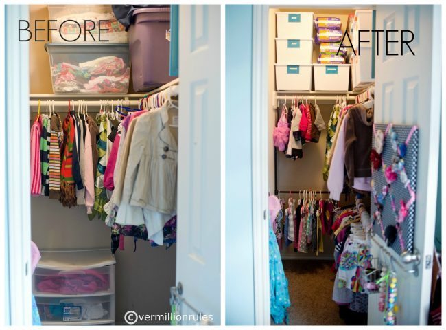 Organizing a Kid Friendly Closet from Beth via www.thirtyhandmadedays.com Before and after! 