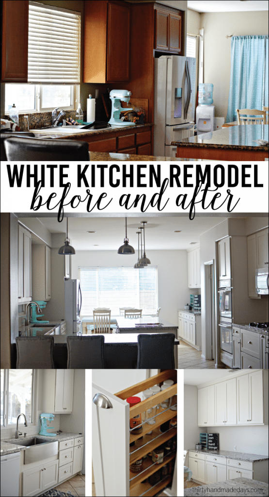 White Kitchen Remodel - before and after from www.thirtyhandmadedays.com