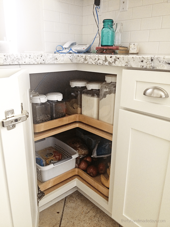 Lazy susan cabinet in kitchen redo 