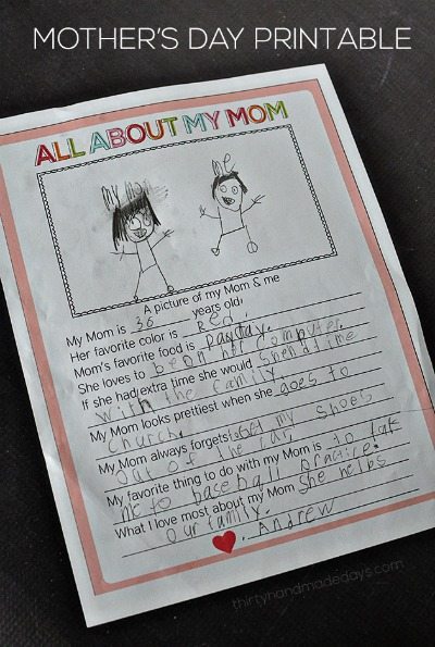 All About My Mom Printable