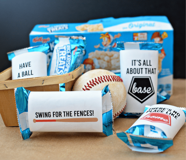 Printable Baseball Wrappers for Rice Krispies Treats from Thirty Handmade Days