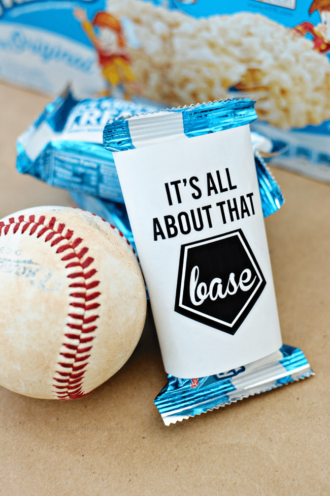 It's all about that base - printable baseball wrapper from www.thirtyhandmadedays.com