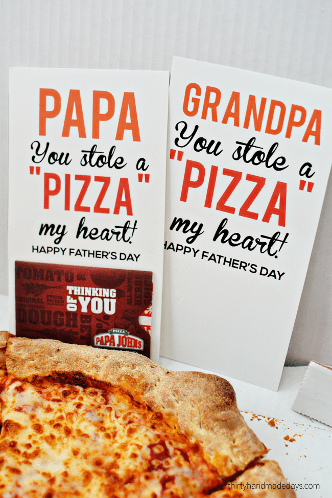 Papa You Stole a Pizza My Heart - fun Father's Day gift from www.thirtyhandmadedays.com