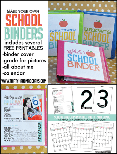 Make Your Own School Binder with Free Printables / by Thirty Handmade Days