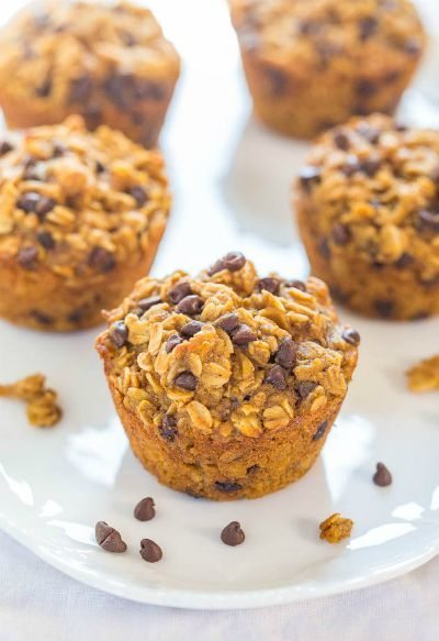 Oatmeal To-Go Pumpkin Chocolate Chip Muffins / by Averie Cooks / Round up by Busy Mom's Helper for Thirty Handmade Days