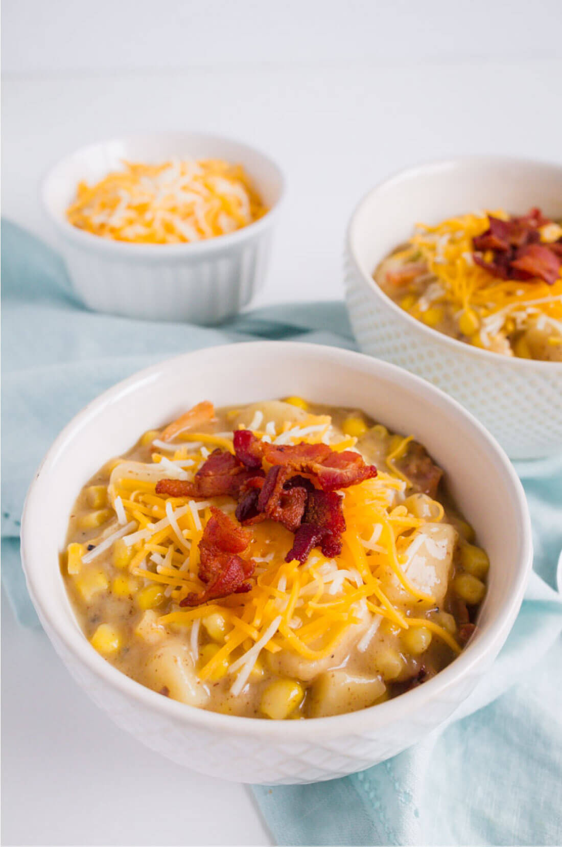 Slow Cooker Corn Chowder - the perfect thing to make in the fall to warm you up. So good and easy to make! www.thirtyhandmadedays.com