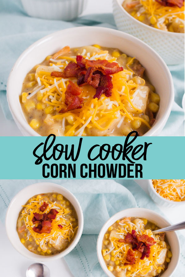 Slow Cooker Corn Chowder - the perfect thing to make in the fall to warm you up. So good and easy to make! 