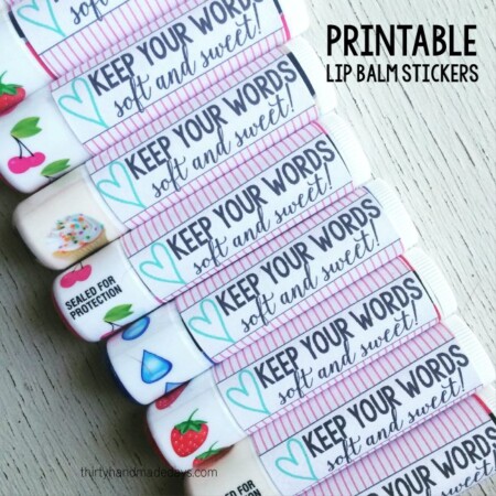 Printable lip balm stickers from www.thirtyhandmadedays.com