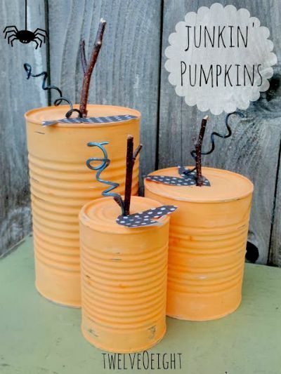Painted Tin Can Pumpkins / on Creative Green Living / Round up on Thirty Handmade Days