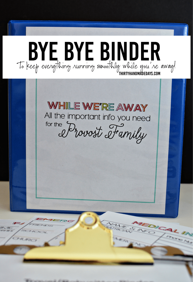 Bye Bye Travel Binder for Babysitting from www.thirtyhandmadedays.com