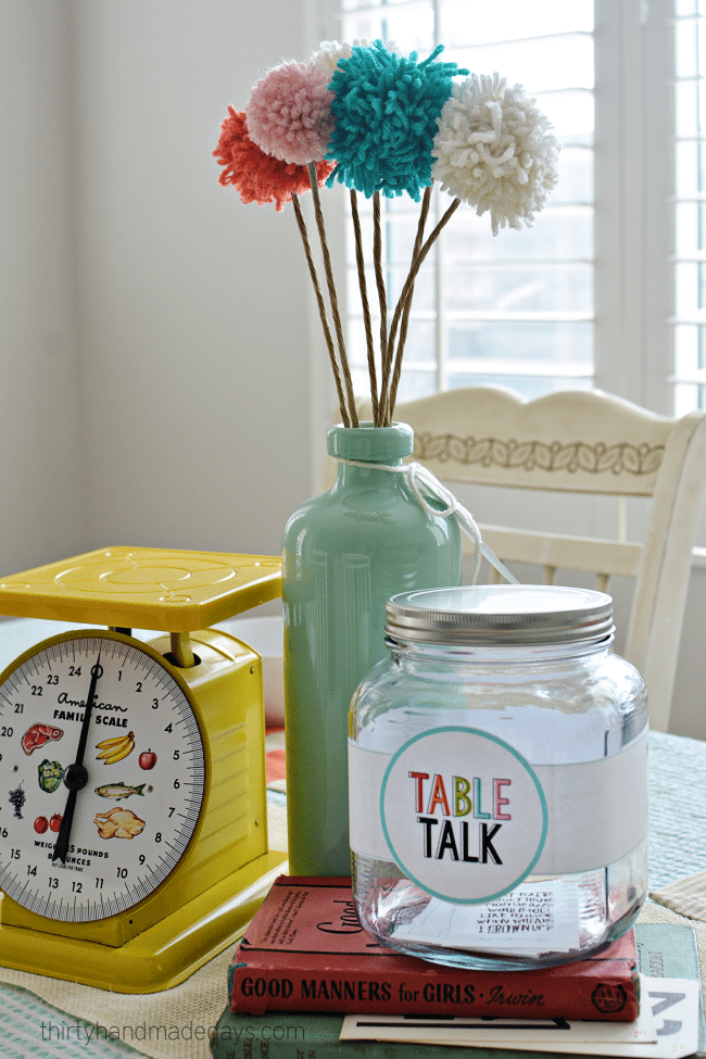 Table Talk - Dinner table idea for families www.thirtyhandmadedays.com