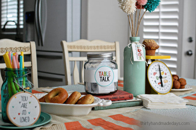 Table Talk - Dinner table idea with printable questions for families www.thirtyhandmadedays.com