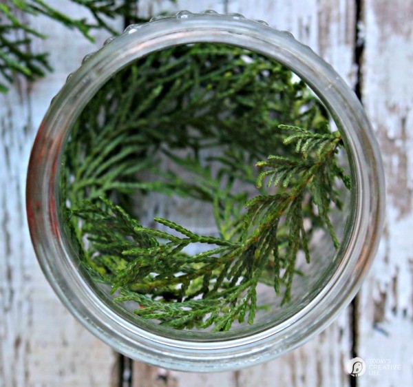 5 Minute Christmas Luminaries - easy to make and make your house smell good! What you need, greenery 