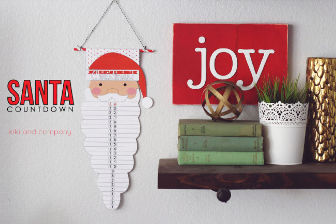 Santa Countdown to Christmas - free printable calendar to make the holidays festive.