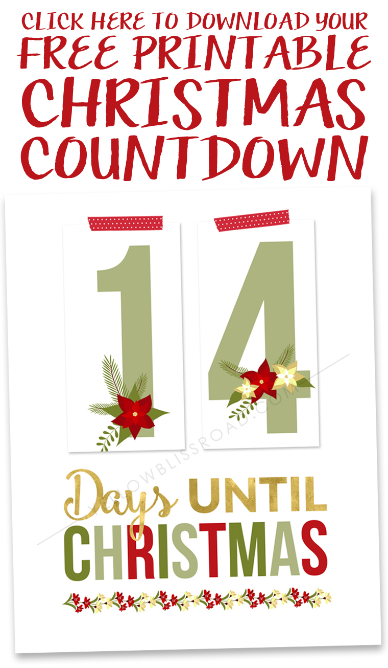 Printable Christmas Countdown - cute way to countdown the holidays. www.thirtyhandmadedays.com