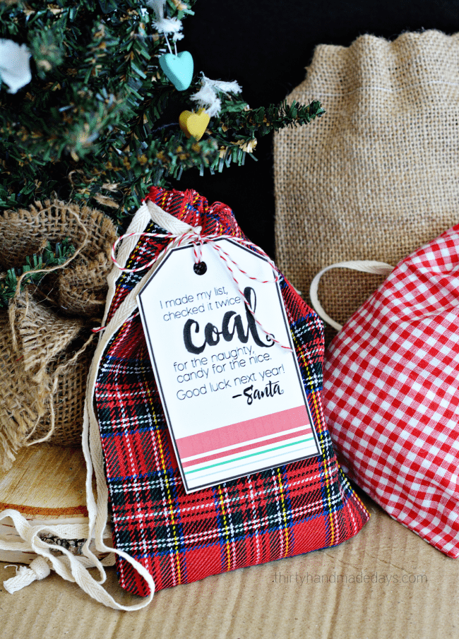 Printable Coal Santa Tags from www.thirtyhandmadedays.com