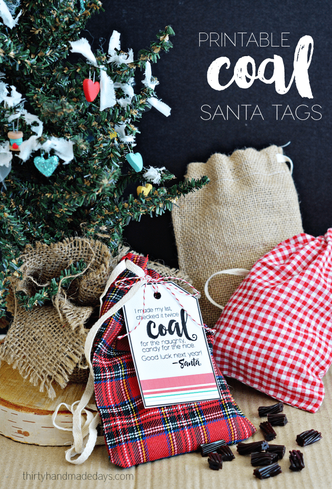 Printable Coal Santa Tags from thirtyhandmadedays.com