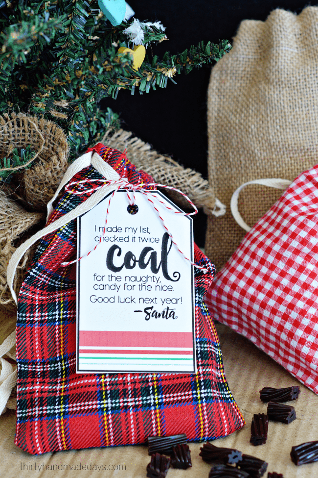 Printable Coal Santa Tags from Thirty Handmade Days