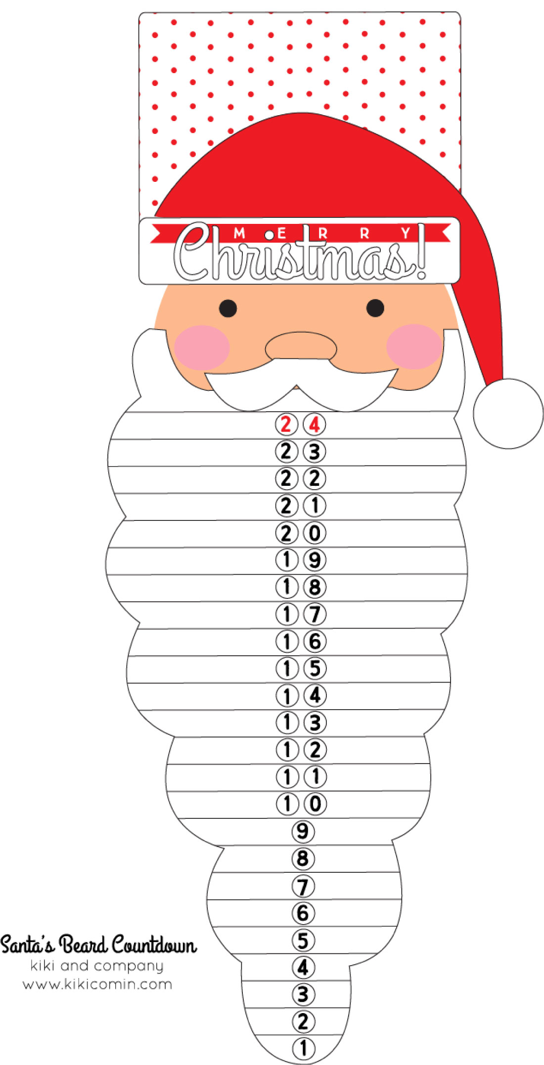 Free Printable Santa Countdown to Christmas