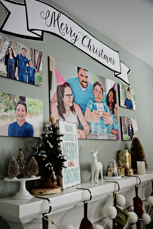 Our photo wall for Christmas from Shutterfly www.thirtyhandmadedays.com