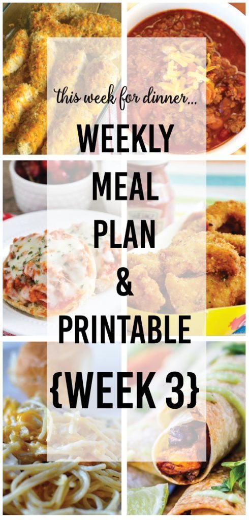 Weekly Meal Plan from your favorite bloggers! These main dish recipes and yummy dessert are perfect for weekly meals. These recipes are easy and delicious! PIN IT NOW AND MAKE THEM LATER!