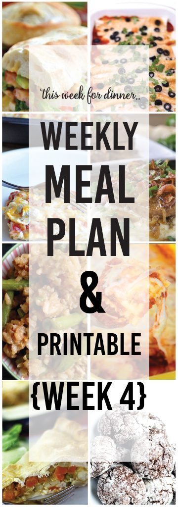 Weekly Meal Plan, Week 4 with printable shopping list included