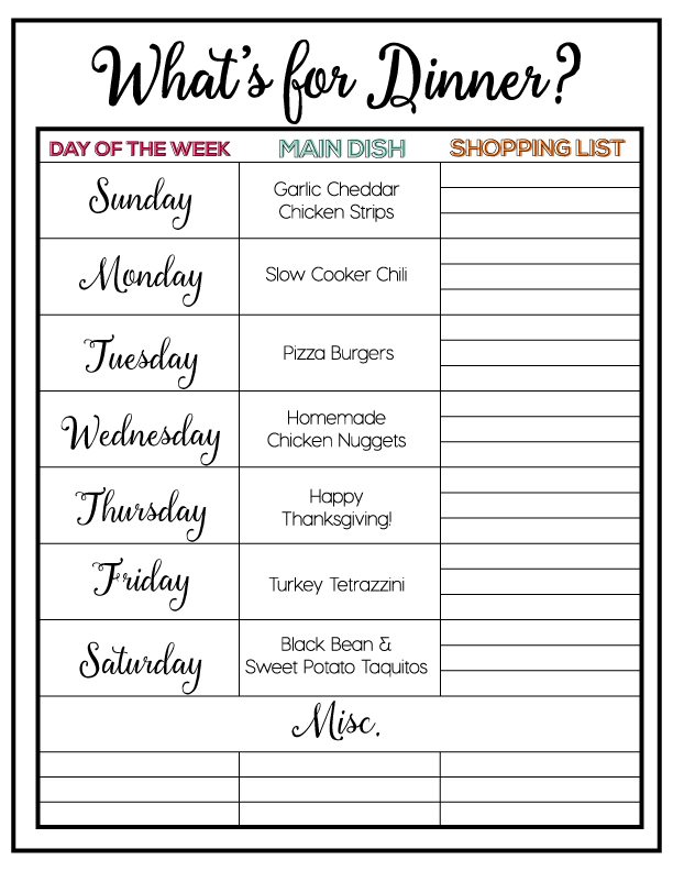 Free Printable Meal Plan for Week 3 - What's For Dinner?