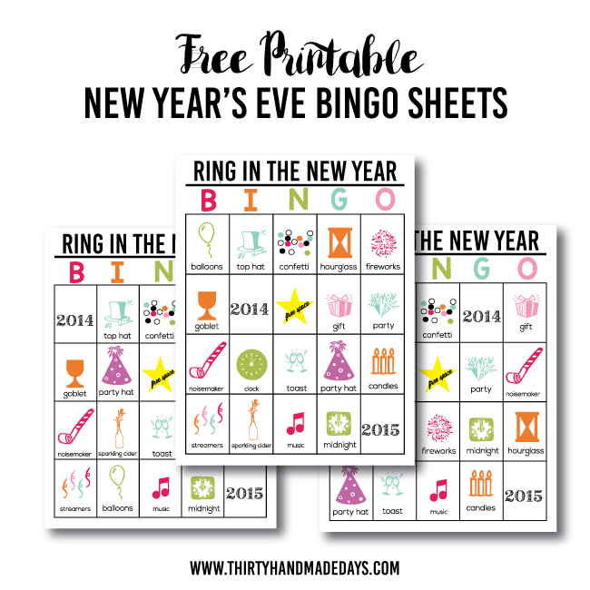 Updated Printable New Year's Eve BINGO - Thirty Handmade Days Updated Printable New Year's Eve BINGO - Thirty Handmade Days