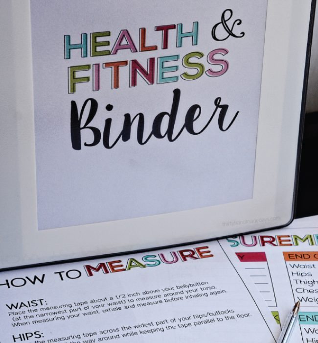 Printable Health and Fitness Binder from www.thirtyhandmadedays.com