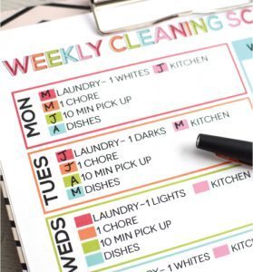 Printable Daily Cleaning Schedule