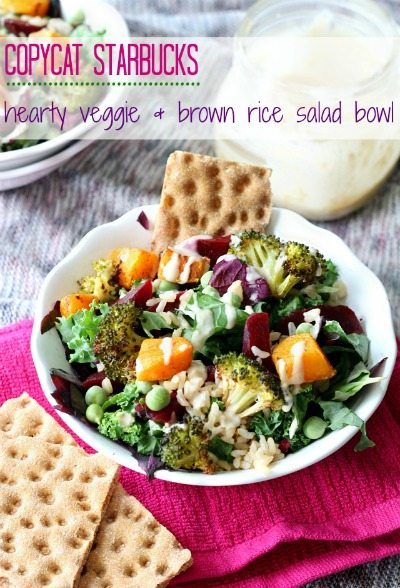 copycat Starbucks hearty veggie & brown rice bowl from Kim's Cravings / round up on ThirtyHandmadeDays.com