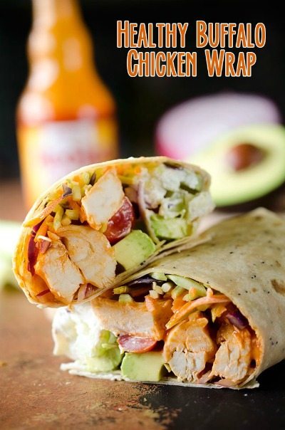 Healthy Buffalo Chicken Wrap from The Creative Bite / round up on ThirtyHandmadeDays.com