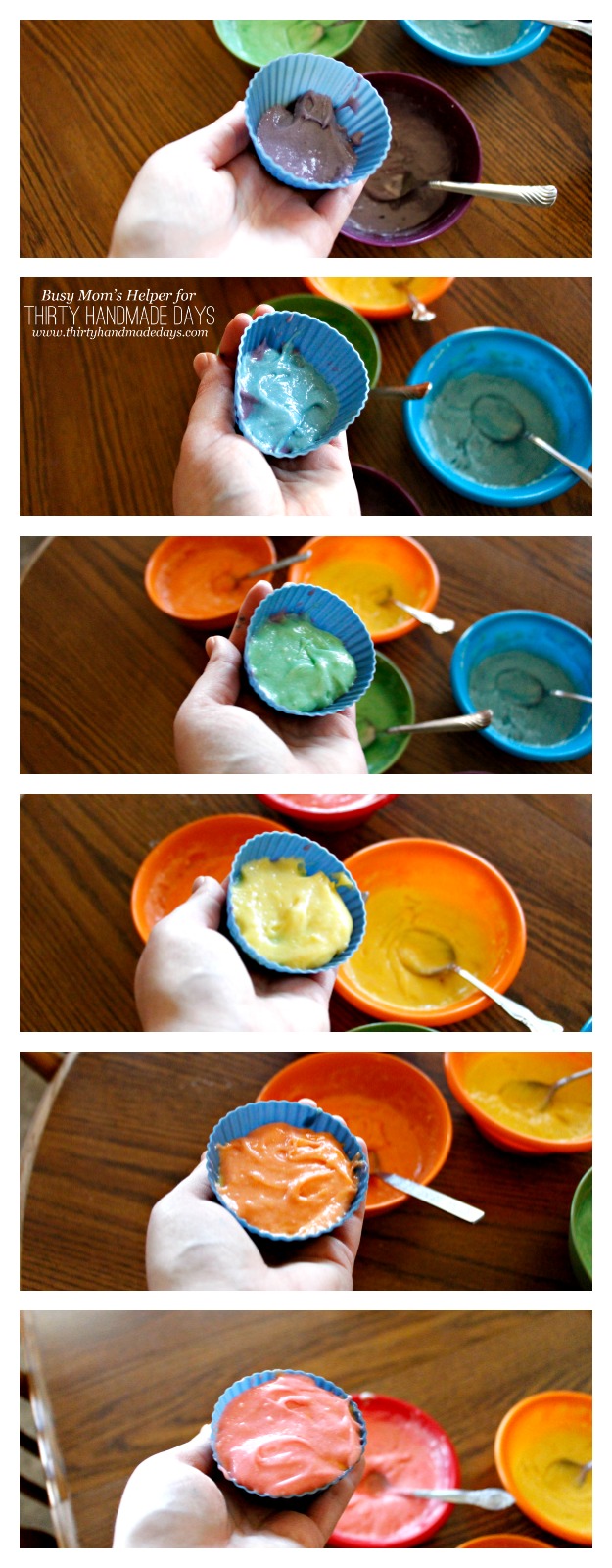 Simple Rainbow Cupcakes / the perfect St. Patrick's Day treat and snack / by BusyMomsHelper.com for ThirtyHandmadeDays.com