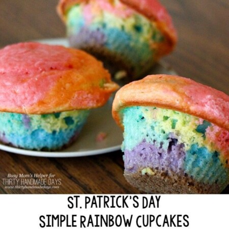 Simple Rainbow Cupcakes / the perfect St. Patrick's Day treat and snack / by BusyMomsHelper.com for ThirtyHandmadeDays.com