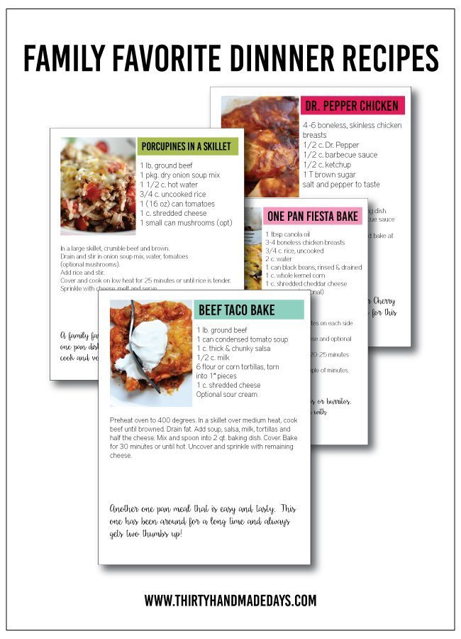 Favorite Family Dinner Recipes