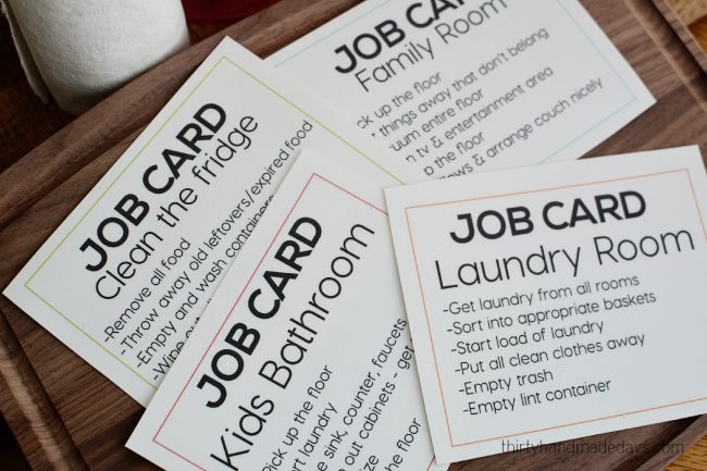 Printable job cards as a consequence for behavior (a way to discipline teens) thirtyhandmadedays.com