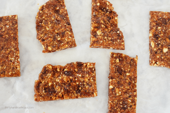 3 Ingredient Homemade Lara Bars via www.thirtyhandmadedays.com